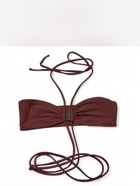Jonny Cota Bandeau Bikini Top Women’s Medium Rust Wrap Tie Split Buckle Swim Top